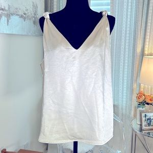 Social House satin knotted tank. Size large. New with tags